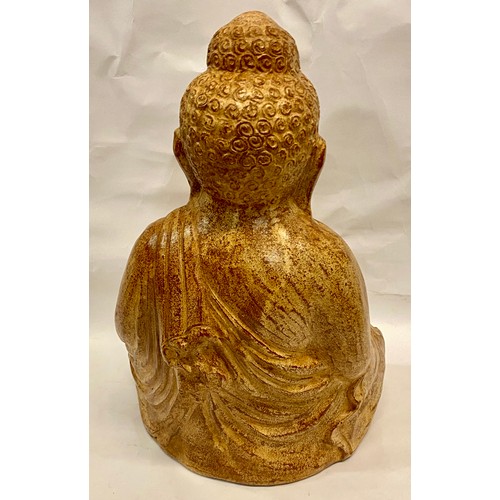 246 - Vintage Terracotta  Seated Praying Buddha Figure 42cm Height