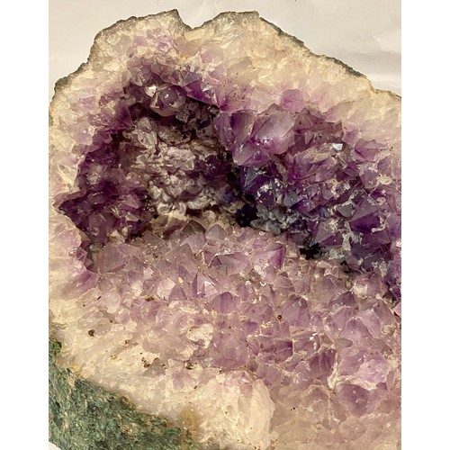 247 - Large Natural Rough Stone Amethyst Crystal Geode 23cm x 21cm x 20cm