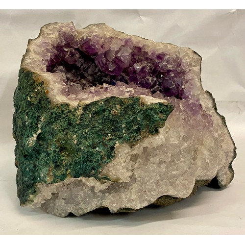 247 - Large Natural Rough Stone Amethyst Crystal Geode 23cm x 21cm x 20cm