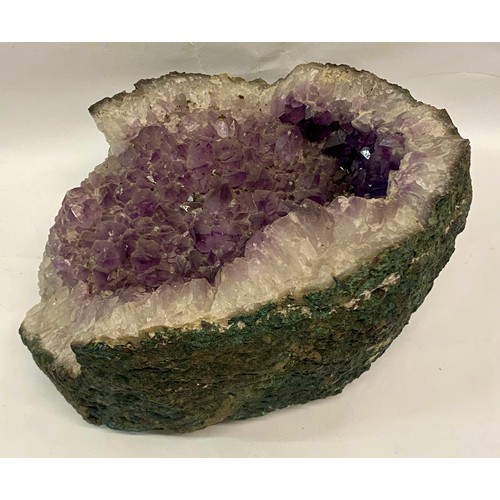 247 - Large Natural Rough Stone Amethyst Crystal Geode 23cm x 21cm x 20cm