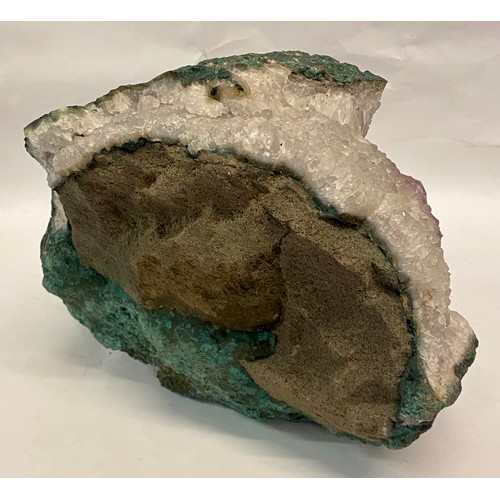 247 - Large Natural Rough Stone Amethyst Crystal Geode 23cm x 21cm x 20cm