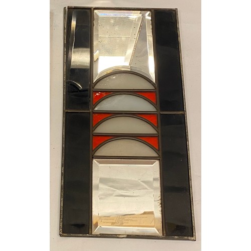 248 - Three Metal Rimmed Art Deco Glass Panel Mirrors. Largest 42cm x 33cm