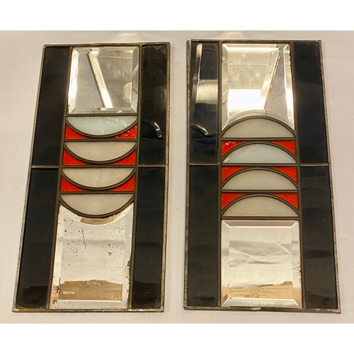 248 - Three Metal Rimmed Art Deco Glass Panel Mirrors. Largest 42cm x 33cm