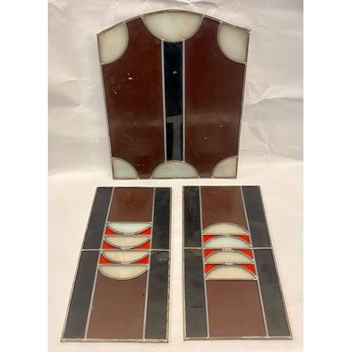 248 - Three Metal Rimmed Art Deco Glass Panel Mirrors. Largest 42cm x 33cm