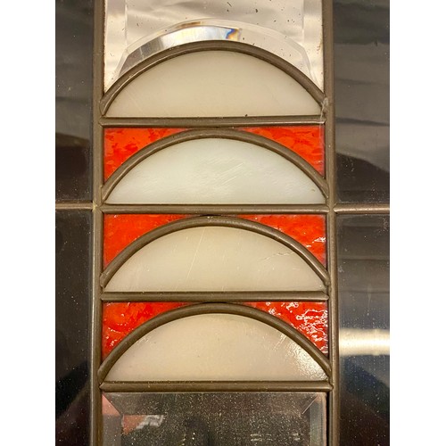 248 - Three Metal Rimmed Art Deco Glass Panel Mirrors. Largest 42cm x 33cm