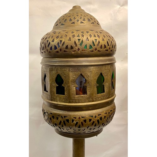 249 - Pair of Large Vintage Eastern / Moroccan Style Tall Floor Standing Converted Lamps with Islamic Desi... 