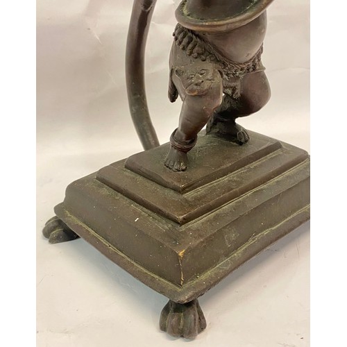 330 - Vintage Bronze Warrior Figure Raised on Lion Paw Feet 20cm Height