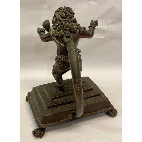 330 - Vintage Bronze Warrior Figure Raised on Lion Paw Feet 20cm Height