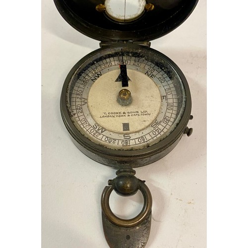 332 - Vintage T. Cooke & Sons Ltd London, York and Cape Town Lockable Movement Compass in Metal Case 9cm x... 