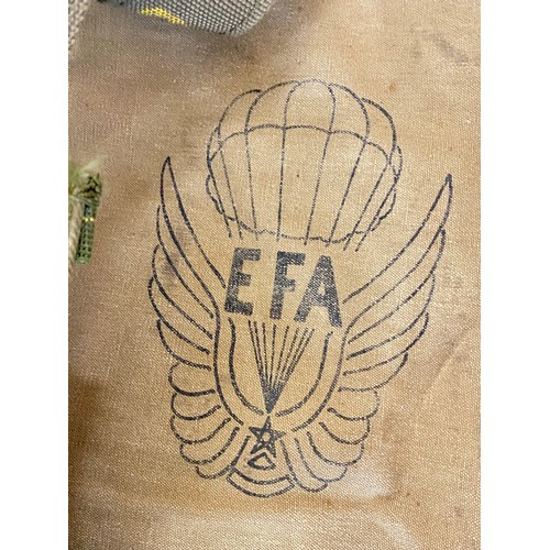 350 - Vintage Heavy Duty Aerazur EFA Military Parachute Backpack. Roughly 62cm x 52cm