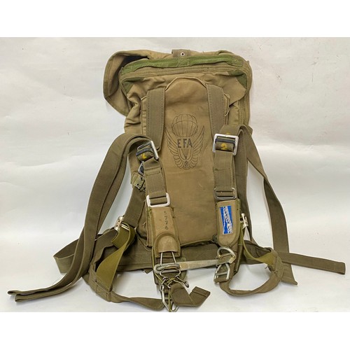 350 - Vintage Heavy Duty Aerazur EFA Military Parachute Backpack. Roughly 62cm x 52cm