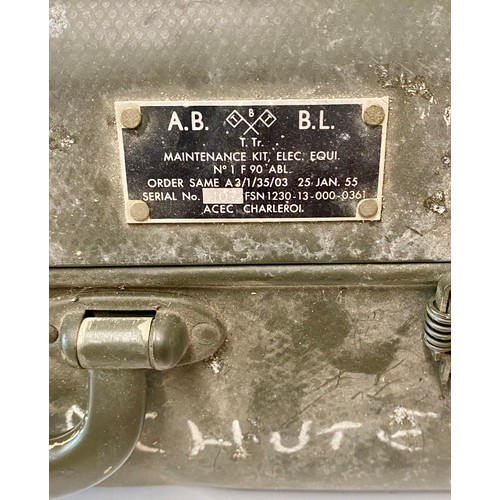 354 - Vintage Military A.B.B.L Electrical Equipment Maintenance Kit Metal Carry Case Along with an EFA Mil... 