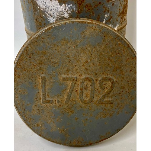 355 - Vintage Belgian Military Issue WW2 Type L.702 Gas Mask Respirator in Cylinder Tin Cannister 31cm Hei... 