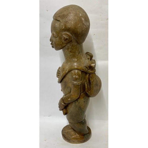 412 - Heavy Vintage Stone / Resin Tribal Hunter Figurine 44cm Height