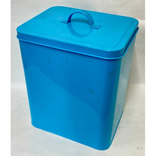 414 - A Blue Enamel Tin Bread Bin 35cm x 27cm x 21cm