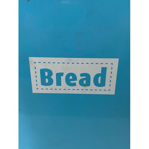 414 - A Blue Enamel Tin Bread Bin 35cm x 27cm x 21cm