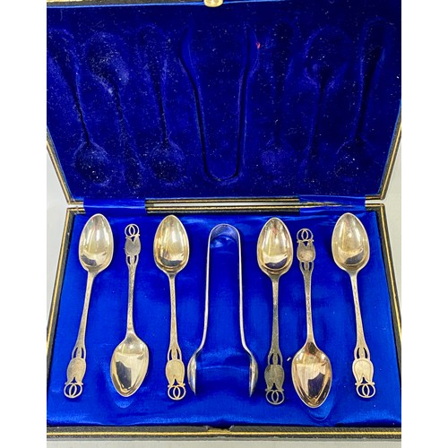 416 - Three Cased Vintage Silver Plate Cutlery Collections to Include Engraved Spoons, Tea Items and Decor... 