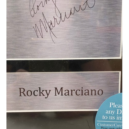 419 - Framed Photographic Rocky Marciano Signed Boxing Memorabilia  33cm x 24cm