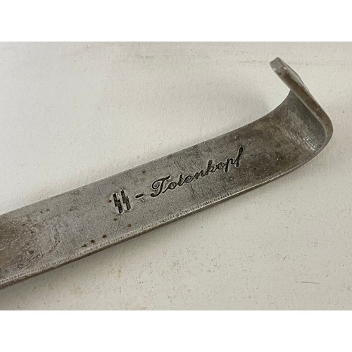 421 - A Vintage Military SS Totenkopf Engraved Ladle With Stamped and Signed SS Provenance Card. 39cm Leng... 