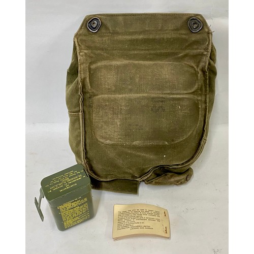 425 - Vintage Military Medical Canvas Bag and Contents to Include Paper Chemical Agent Detector Papers and... 