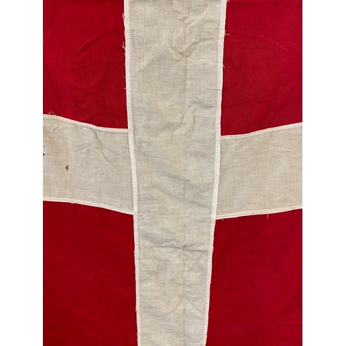 427 - Large Vintage Continental Military Red and White Cross Flag 274cm Length