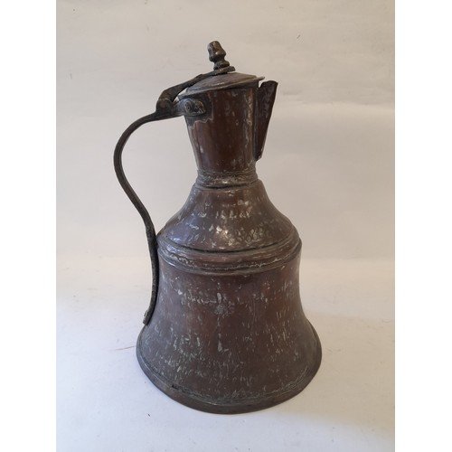 477 - Moroccan copper jug with lid 32cm high