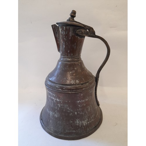 477 - Moroccan copper jug with lid 32cm high