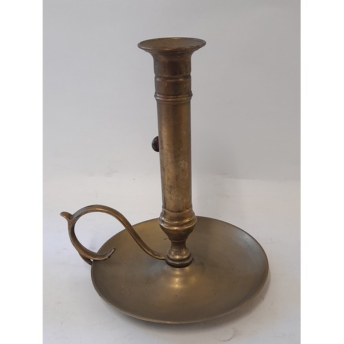 478 - Vintage Brass push up Candlestick 19cm high