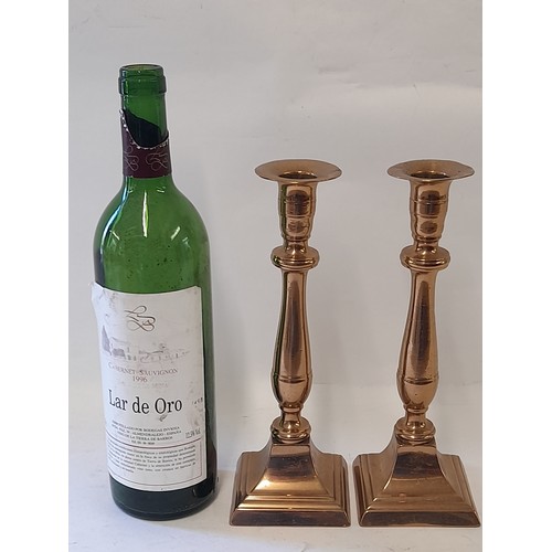 482 - vintage Pair of Brass Candlesticks, 24cm high