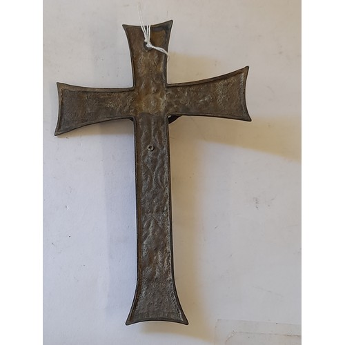 485 - Brass and copper Christ on Cross, 21cm x 14cm