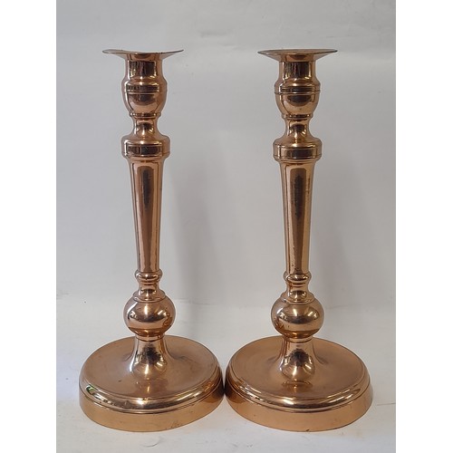 488 - Vintage Pair of Brass Candlesticks, 27cm high