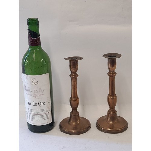 492 - Vintage Pair Brass Candlestick, 20cm high