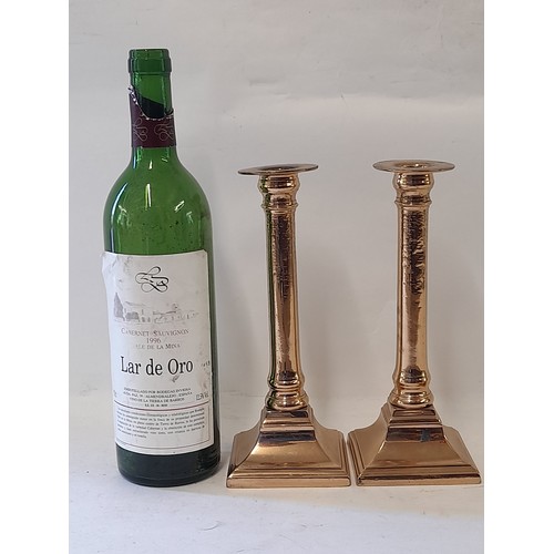 493 - Vintage Pair Brass Candlesticks, 22cm high