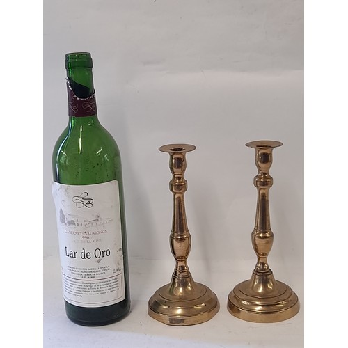 494 - Vintage Pair Brass Candlesticks, 19cm high