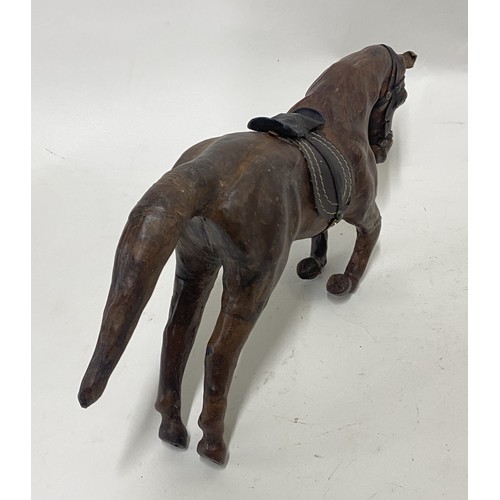 447 - Vintage Leather / Leather Wrapped Horse Figure 35cm x 20cm