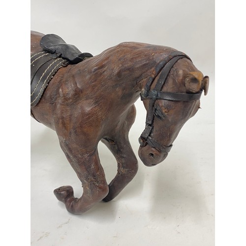 447 - Vintage Leather / Leather Wrapped Horse Figure 35cm x 20cm