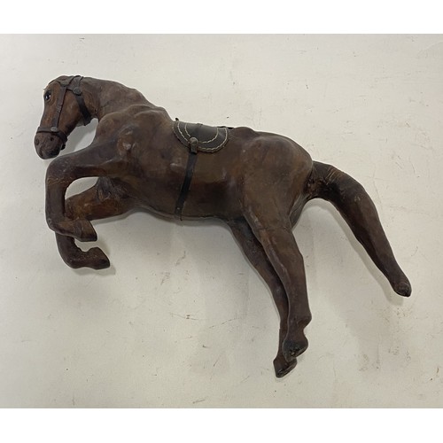 447 - Vintage Leather / Leather Wrapped Horse Figure 35cm x 20cm