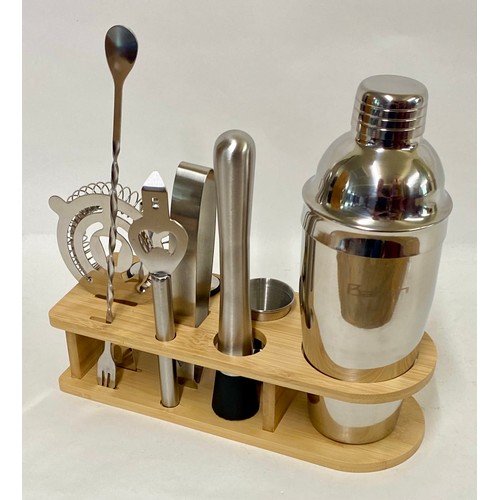 362 - Stainless Steel Baban Cocktail Bar Set to Include Cocktail Shaker, Pourers, Ice Tongs, Bar Strainer ... 