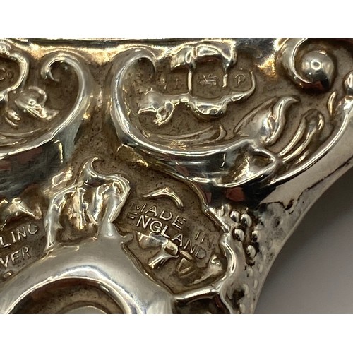 266 - A Cased Hallmarked Silver Broadway Silversmiths Vanity Set with Folk Art Decoration in Excellent Con... 