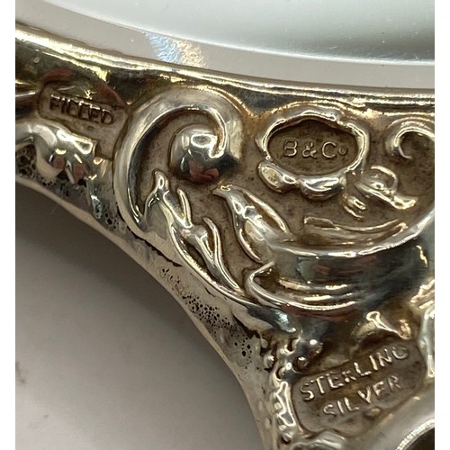 266 - A Cased Hallmarked Silver Broadway Silversmiths Vanity Set with Folk Art Decoration in Excellent Con... 