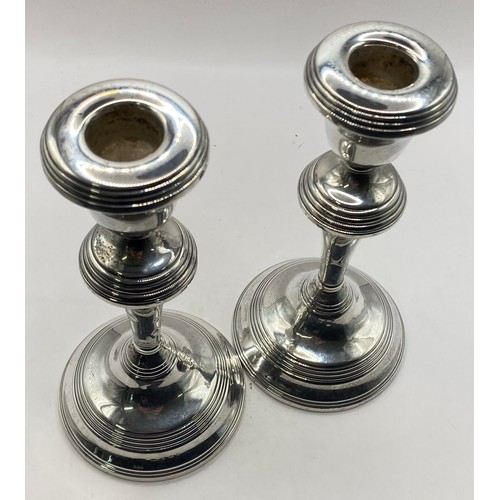 269 - Pair of Vintage Hallmarked Silver Candlesticks. Height 18cm Height. Combined Weight 14 Oz