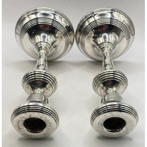 269 - Pair of Vintage Hallmarked Silver Candlesticks. Height 18cm Height. Combined Weight 14 Oz