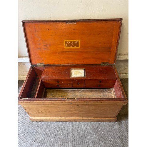 4 - Antique Carpenters Trunk 99 x 48 x 50 cms