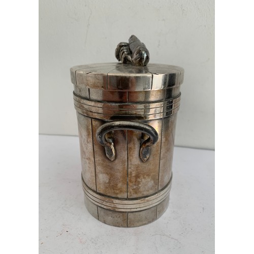 286 - Vintage Silver Plated Double Handled Lobster Pâte Bisque Pot Having A Lobster Finial - needs liner
8... 