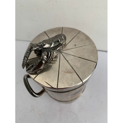 286 - Vintage Silver Plated Double Handled Lobster Pâte Bisque Pot Having A Lobster Finial - needs liner
8... 