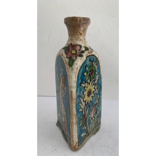 104 - Vintage Floral And Pictoral Persian Qajar Pottery Tea Flask
8.5 x 8.5 x 18 cms h