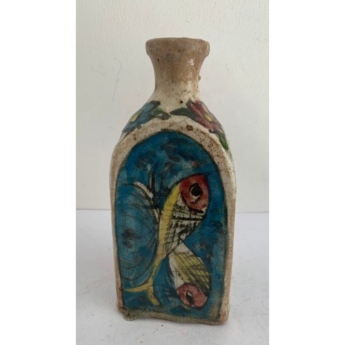 104 - Vintage Floral And Pictoral Persian Qajar Pottery Tea Flask
8.5 x 8.5 x 18 cms h