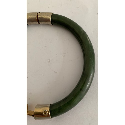 288 - Vintage Chinese Mottled Green Jade Hinged Bangle 
8 cms diameter