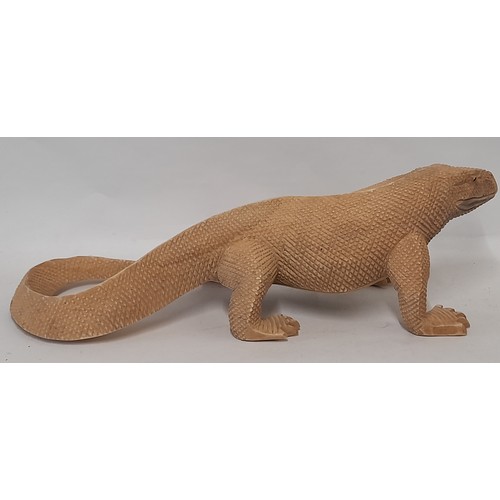 307 - Carved Wood Lizard, 15cm high x 51cm long