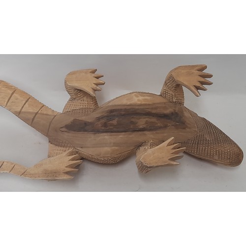 307 - Carved Wood Lizard, 15cm high x 51cm long